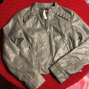 Heart Soul grey pleather jacket size small